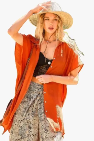Collar Neck Button Down Robe Oversize Jacket