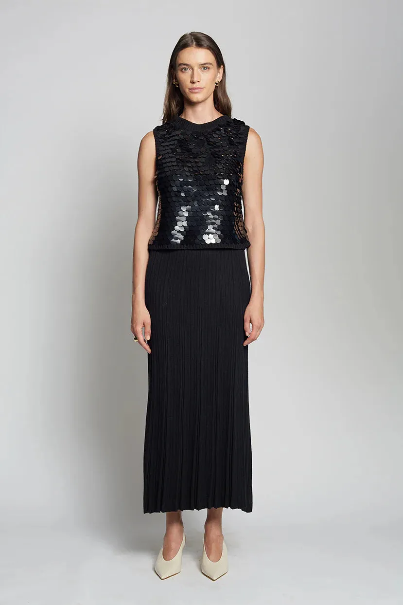 Cora Tank - Black with Sequins