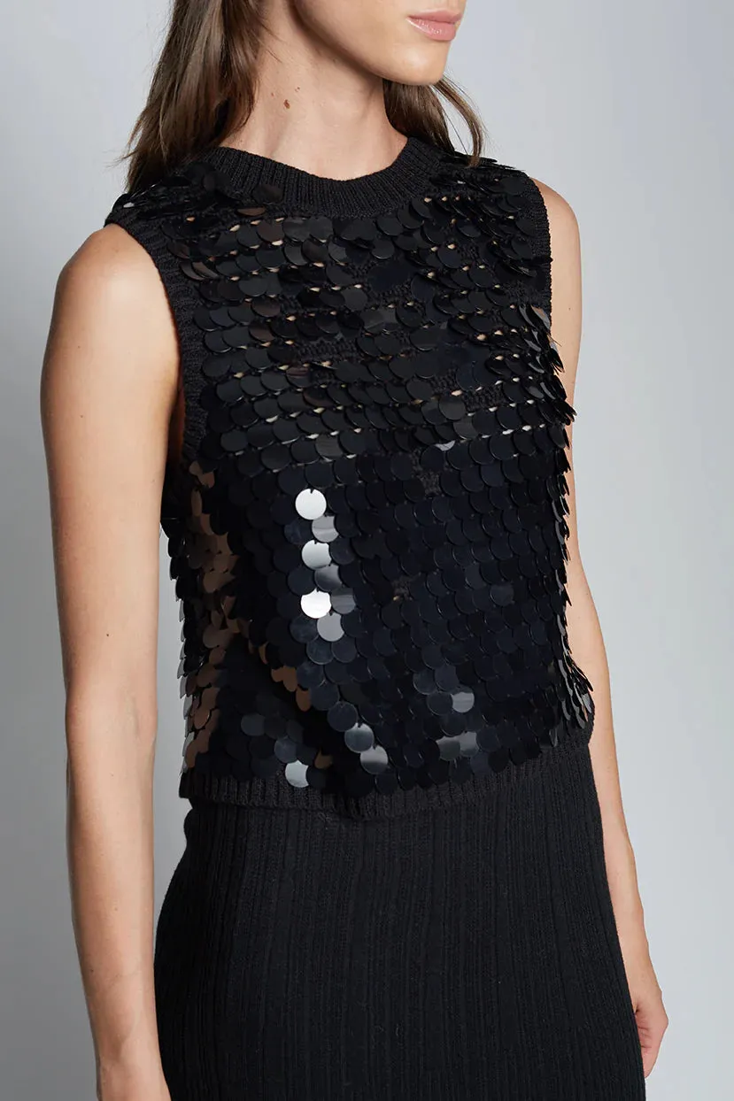 Cora Tank - Black with Sequins
