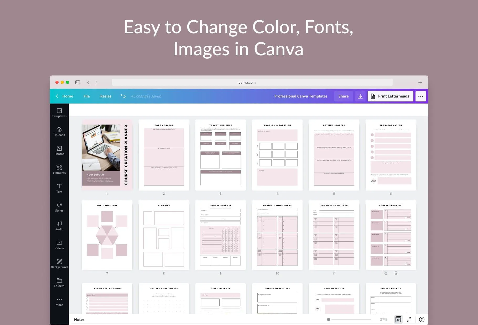 Course Creation Planner Canva Template