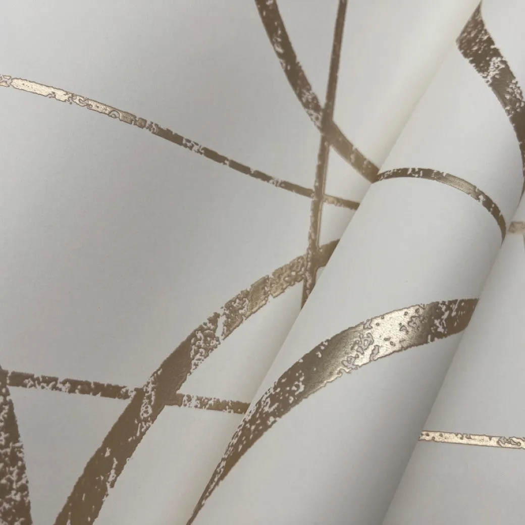 Cream & Gold Sun Circles Wallpaper (60 SqFt)