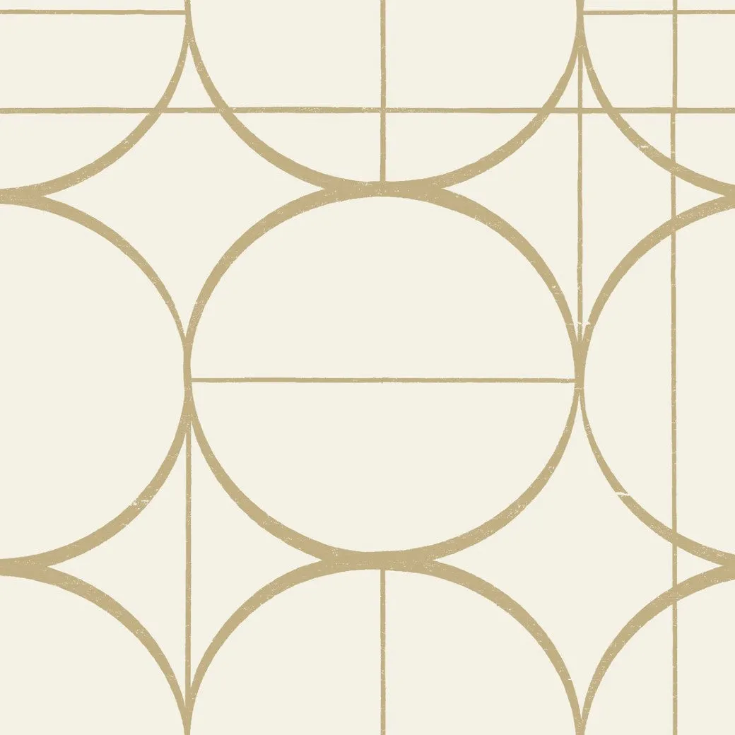 Cream & Gold Sun Circles Wallpaper (60 SqFt)