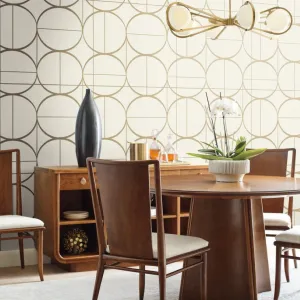 Cream & Gold Sun Circles Wallpaper (60 SqFt)