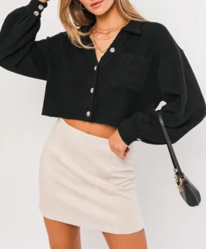 Cropped Button Down Shacket