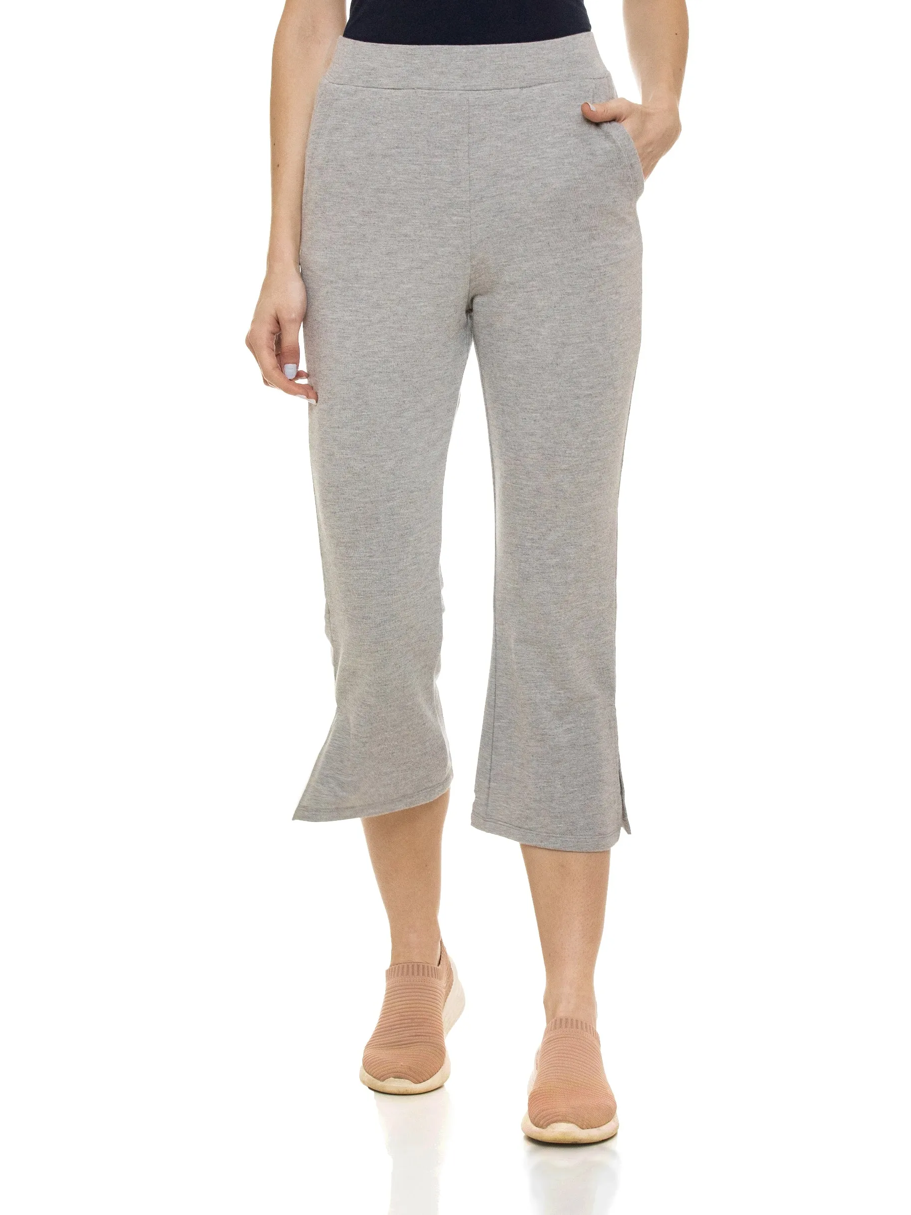 Cropped Length with Slit Detail Bottom (Heather Grey)