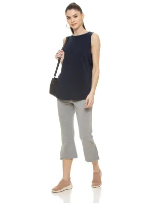 Cropped Length with Slit Detail Bottom (Heather Grey)