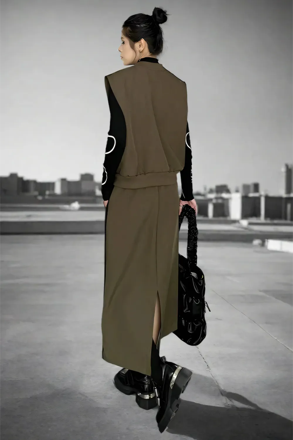 Cyber Stride Midi Skirt