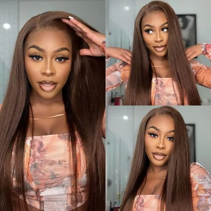 Dark Brown Colored Loose Body Wave Glueless 6x5 Pre-Cut Lace Easy-Wear Human Hair Wigs