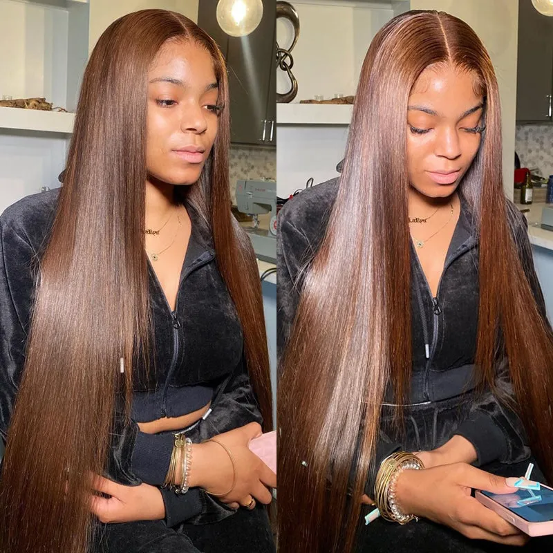 Dark Brown Colored Loose Body Wave Glueless 6x5 Pre-Cut Lace Easy-Wear Human Hair Wigs