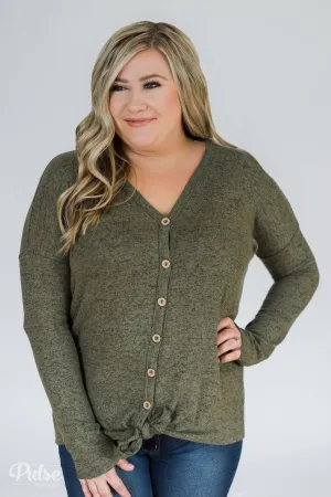 Dearly Loved Button Down Top- Olive