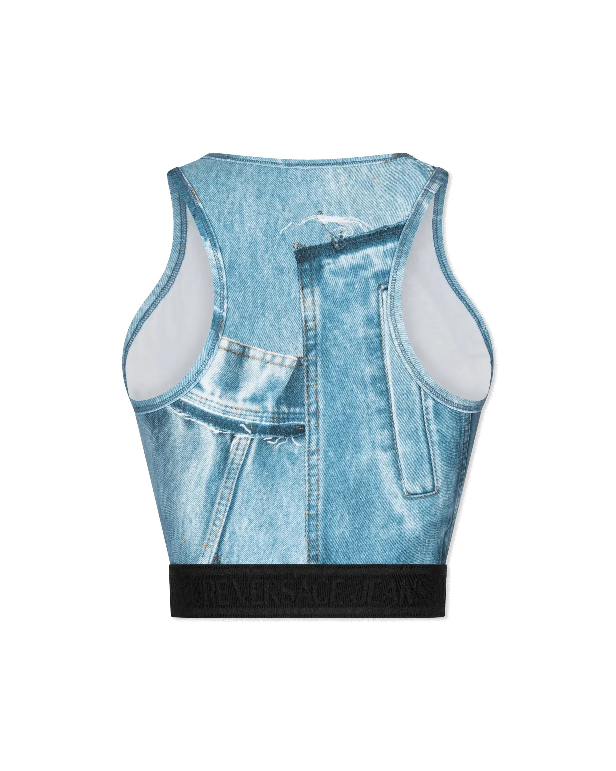 Denim Patchwork Crop Top