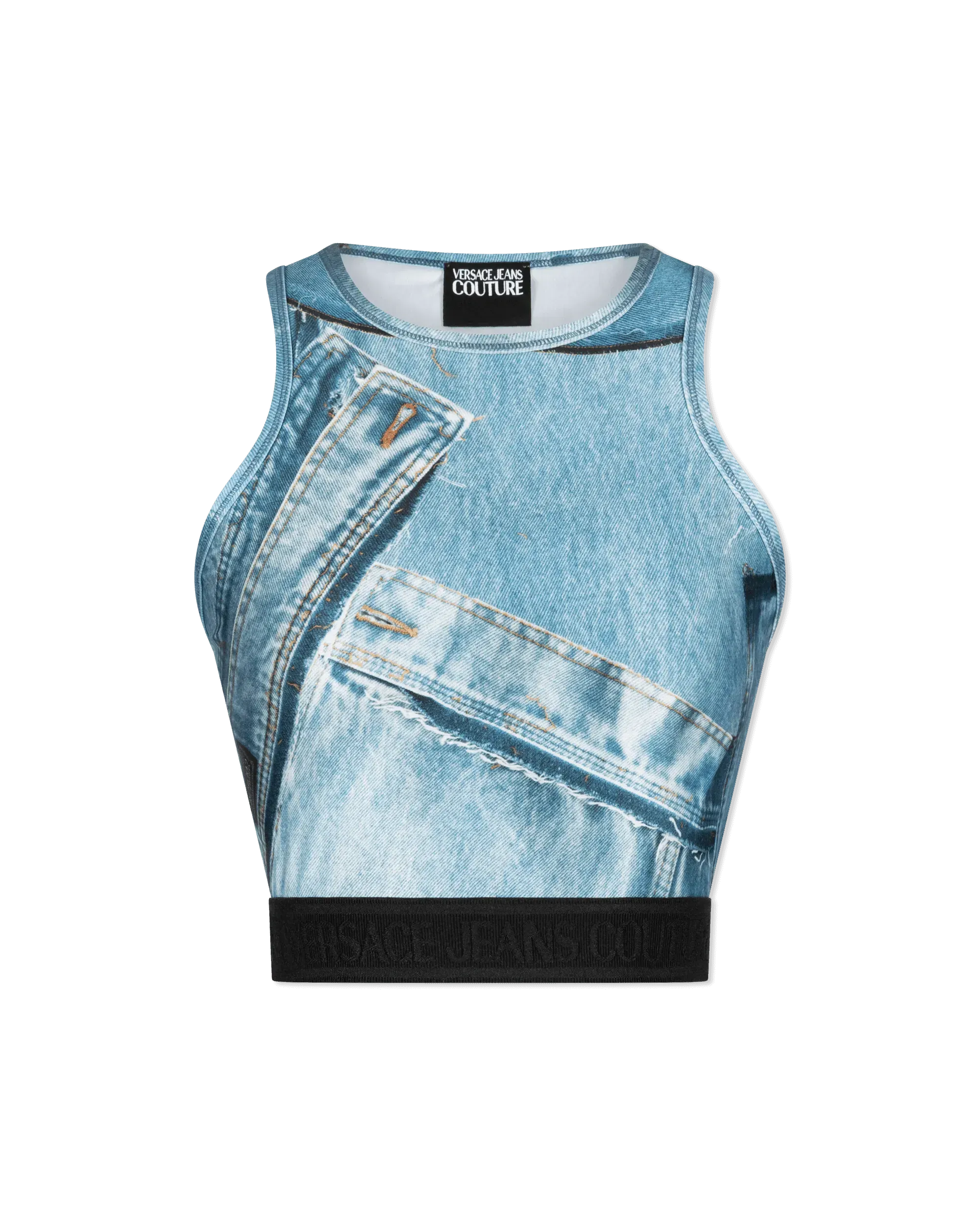 Denim Patchwork Crop Top