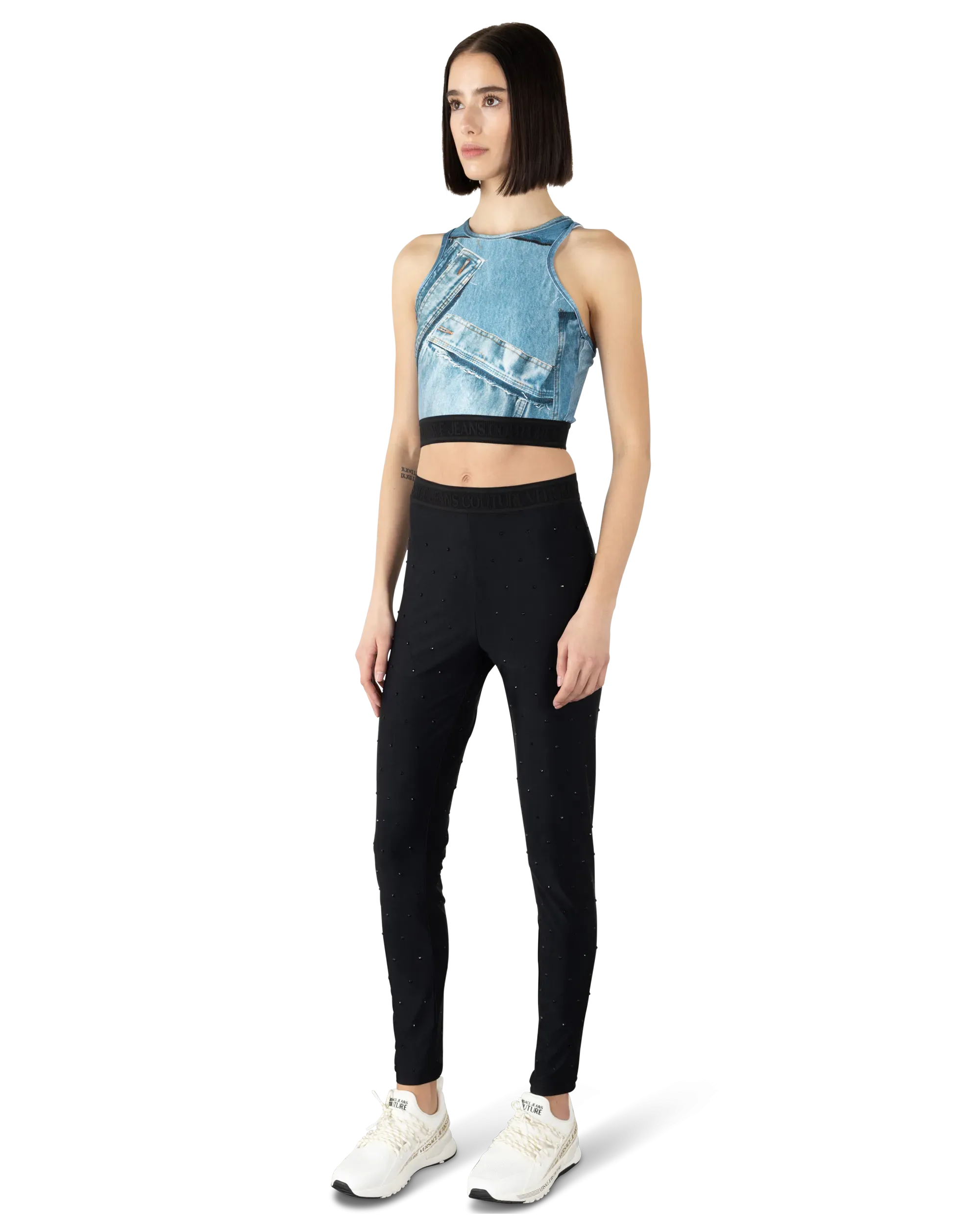 Denim Patchwork Crop Top