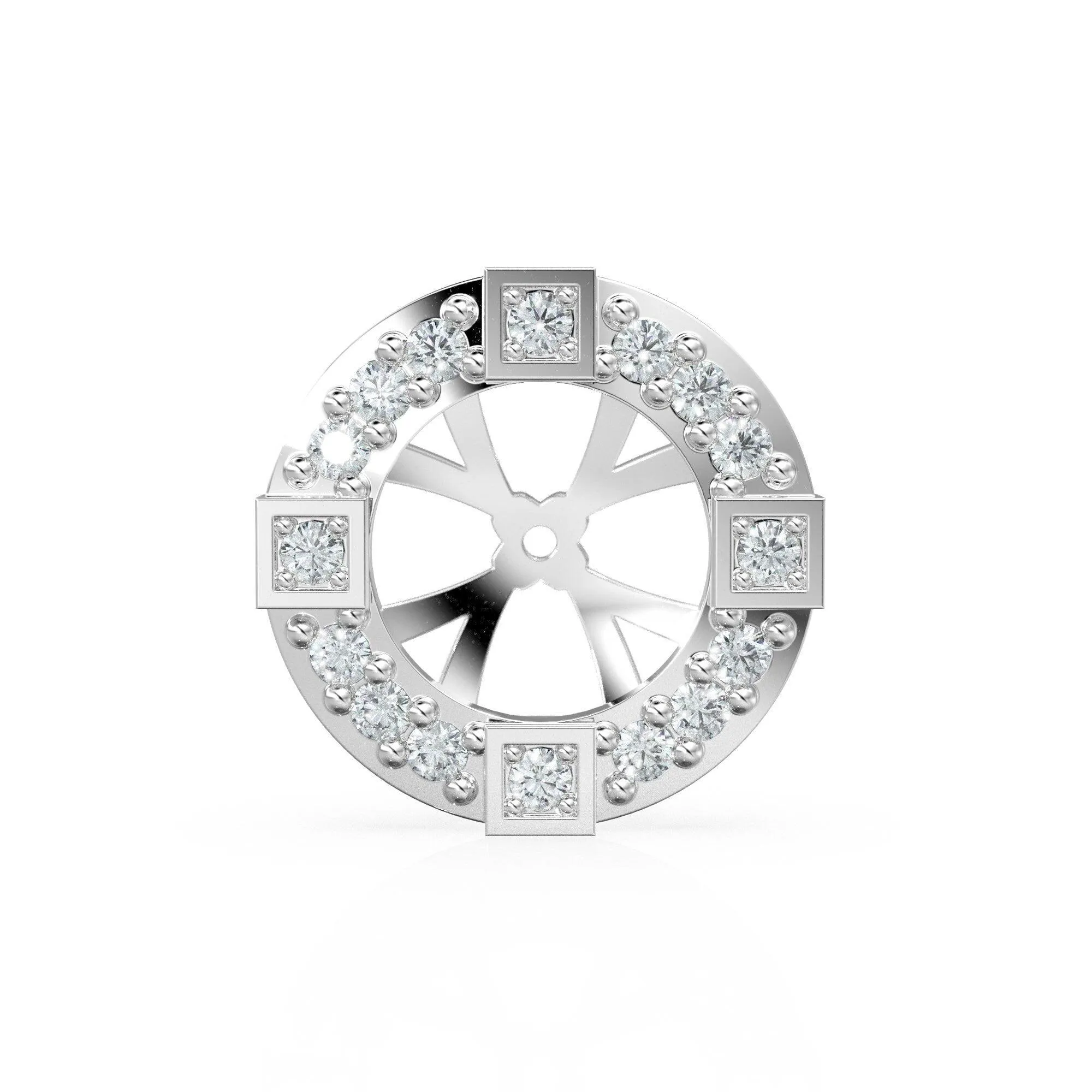Diamond Solid Gold Earring Jacket for 8mm Round Pearl Beads / 2ct Diamond Solid Gold Earring Jacket Findings
