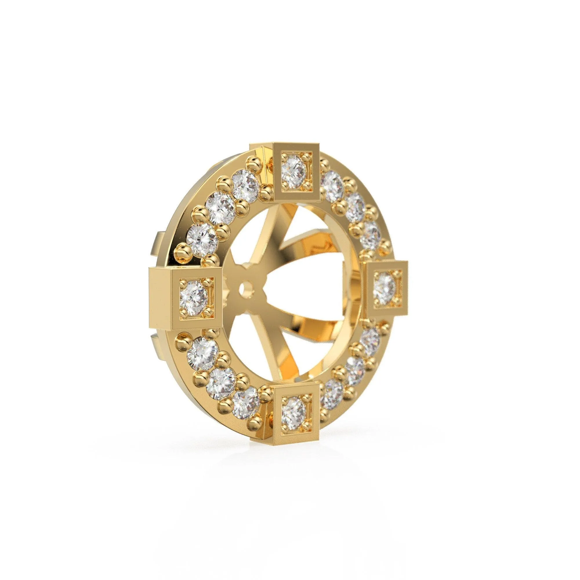 Diamond Solid Gold Earring Jacket for 8mm Round Pearl Beads / 2ct Diamond Solid Gold Earring Jacket Findings