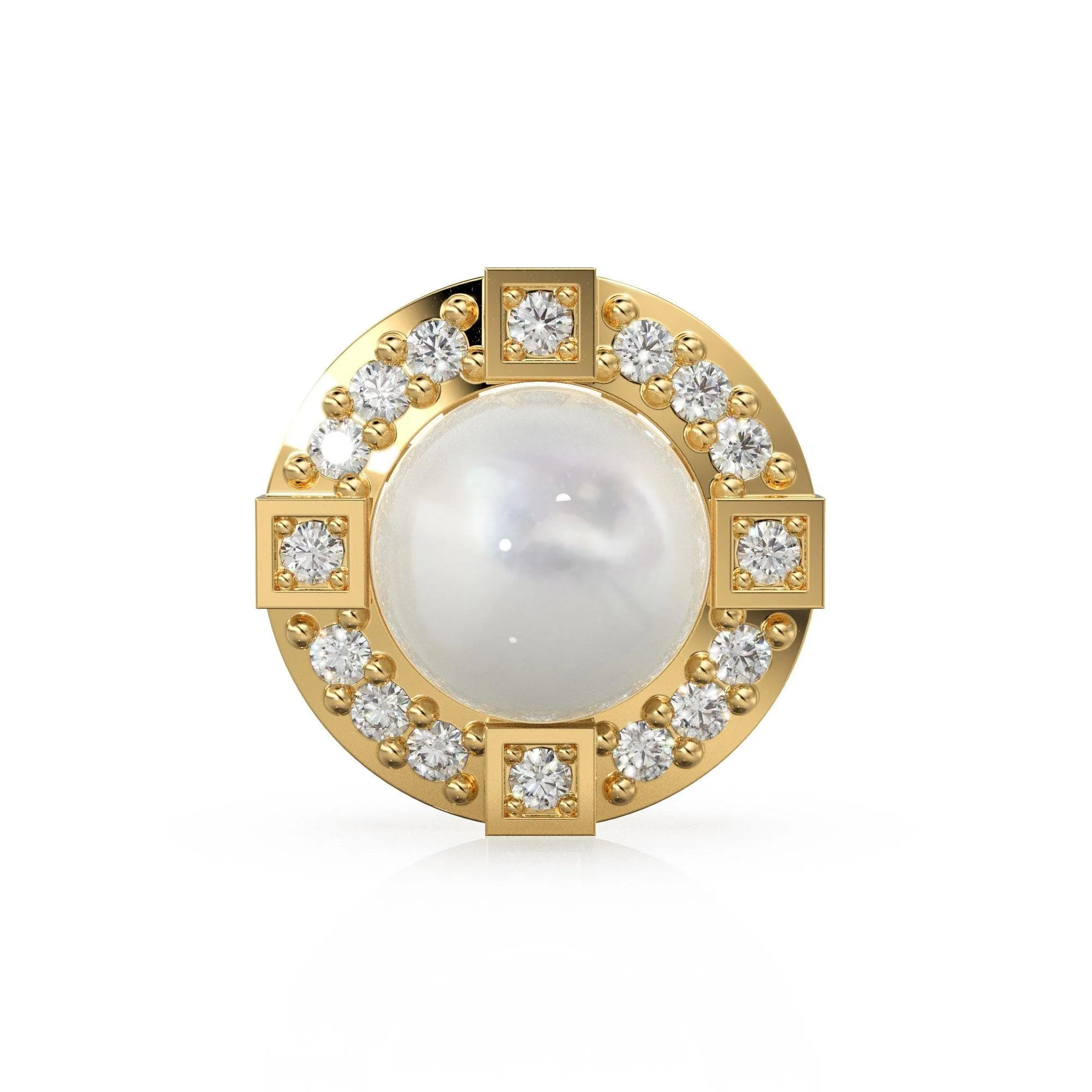 Diamond Solid Gold Earring Jacket for 8mm Round Pearl Beads / 2ct Diamond Solid Gold Earring Jacket Findings