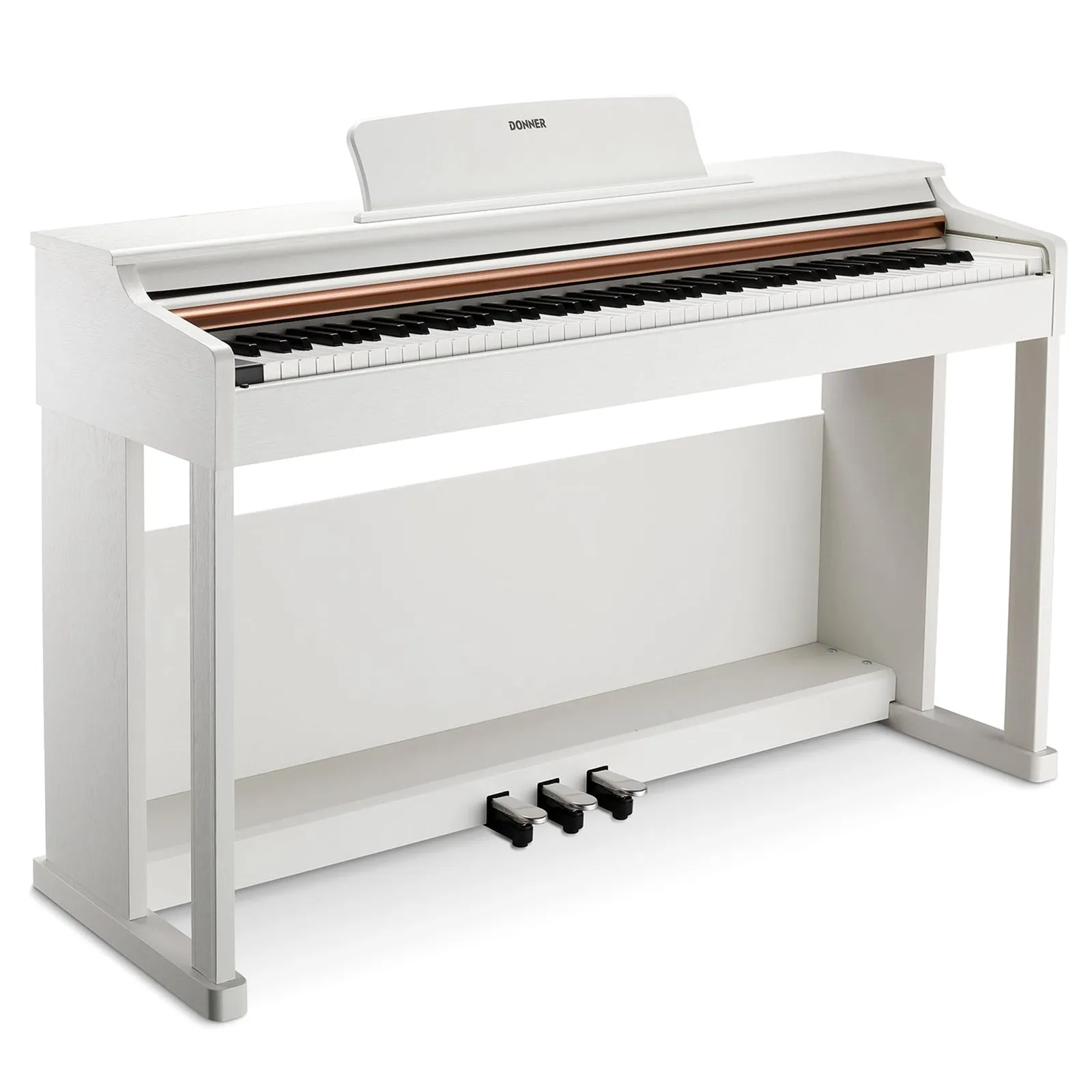 Donner DDP-100 White 88 Key Fully Weighted Upright Digital Piano 3 Pedal