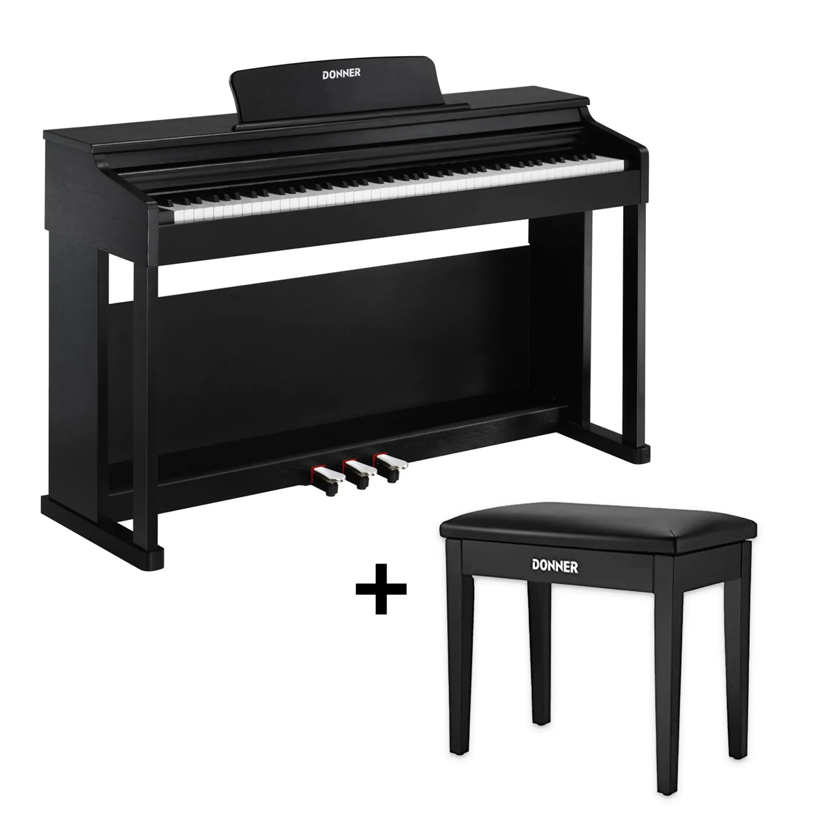Donner DDP-100 White 88 Key Fully Weighted Upright Digital Piano 3 Pedal