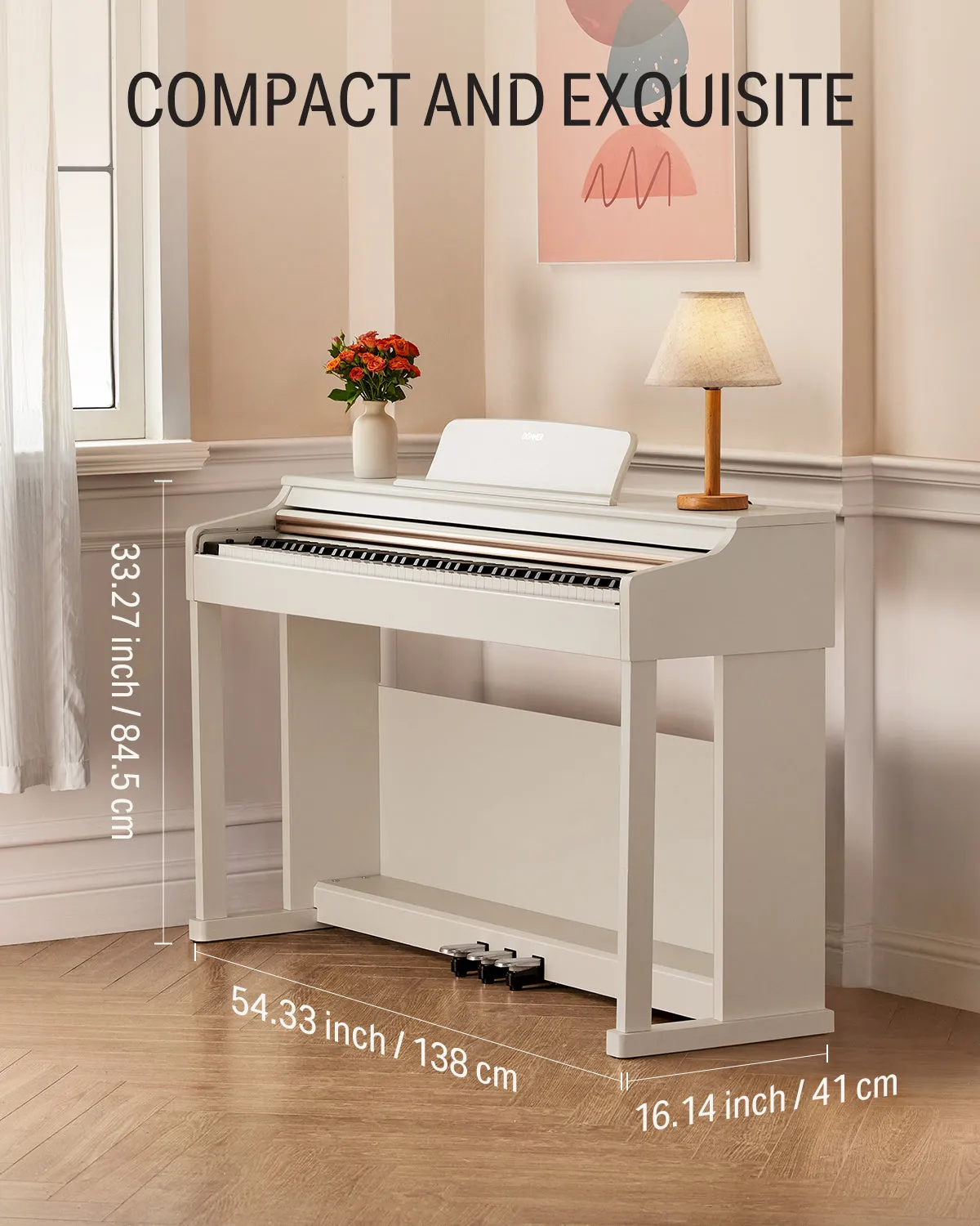 Donner DDP-100 White 88 Key Fully Weighted Upright Digital Piano 3 Pedal