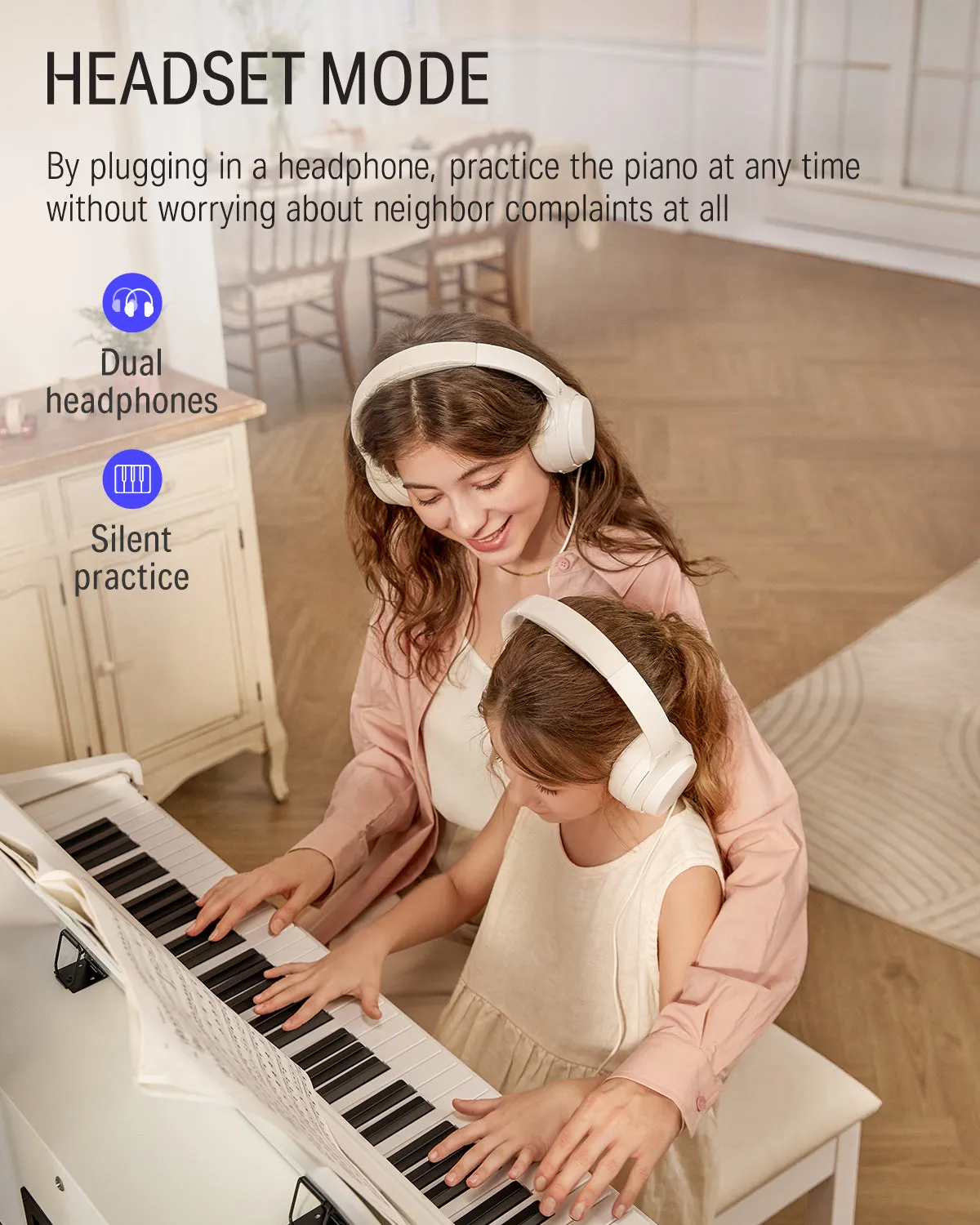 Donner DDP-100 White 88 Key Fully Weighted Upright Digital Piano 3 Pedal