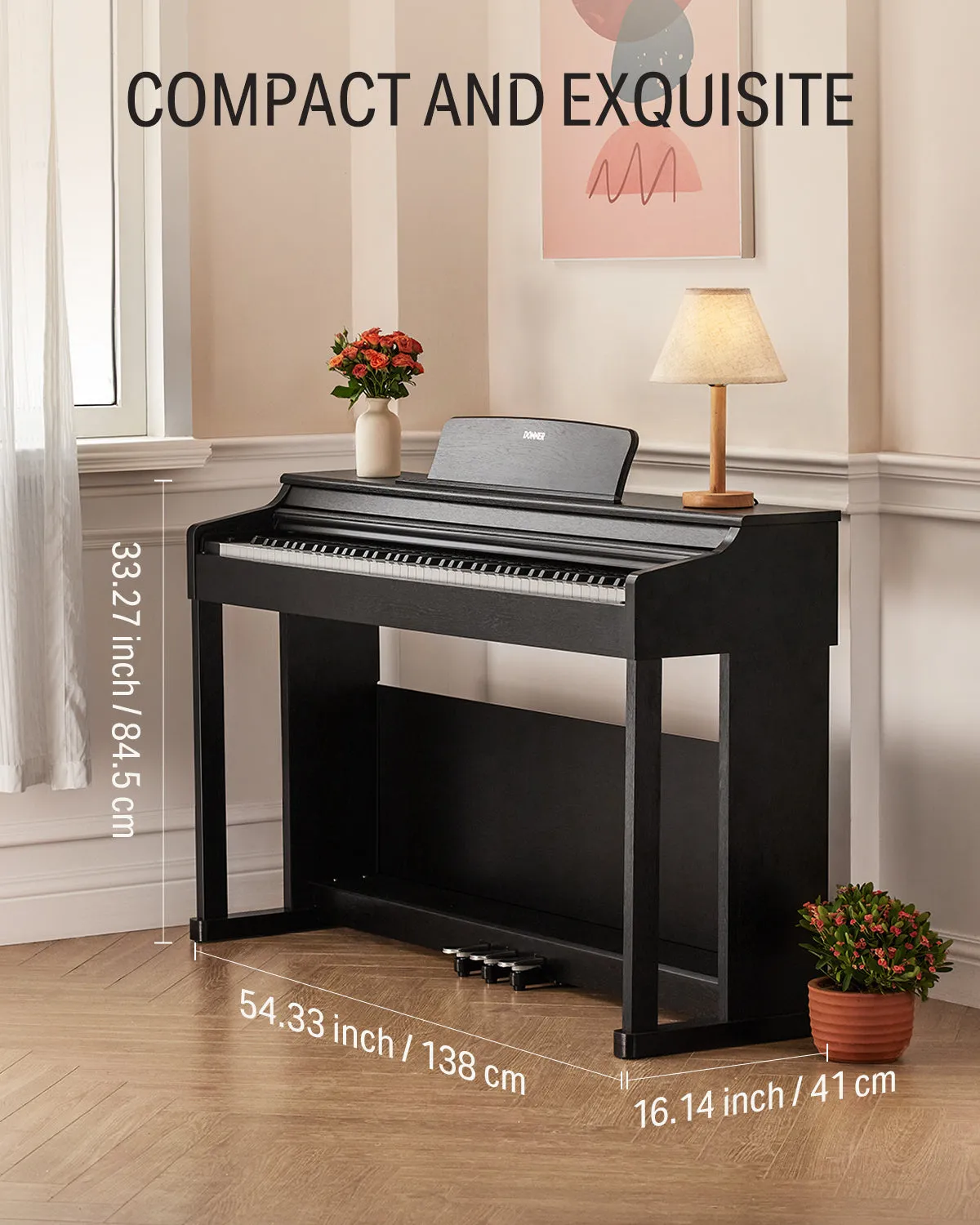 Donner DDP-100 White 88 Key Fully Weighted Upright Digital Piano 3 Pedal
