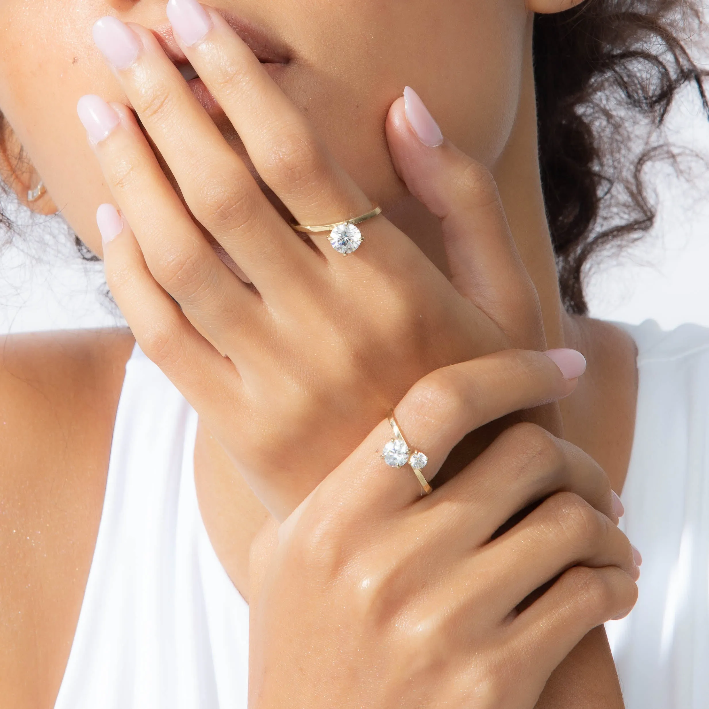 Double Brilliant Slant Ring