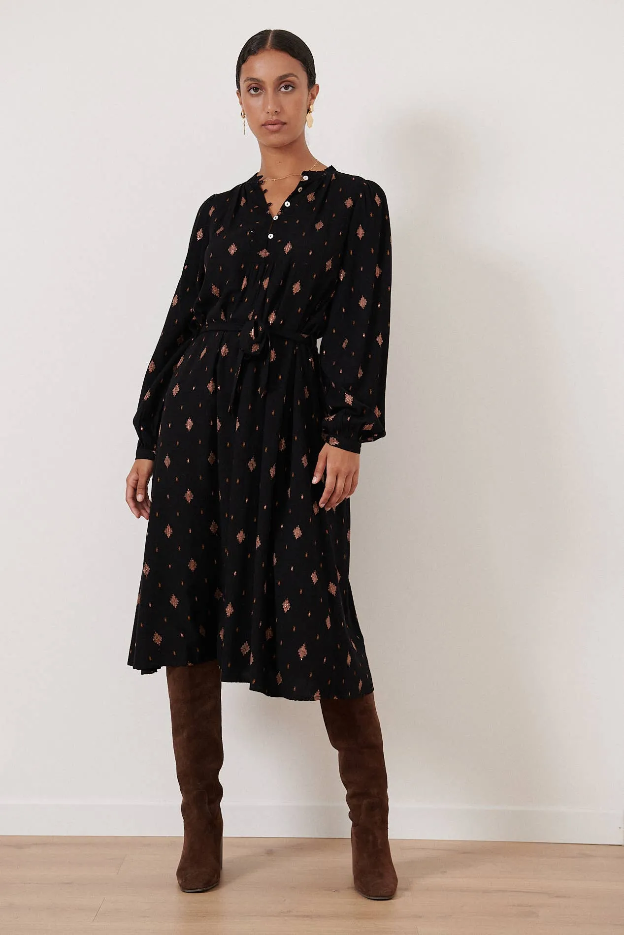 Embroidered Midi Dress