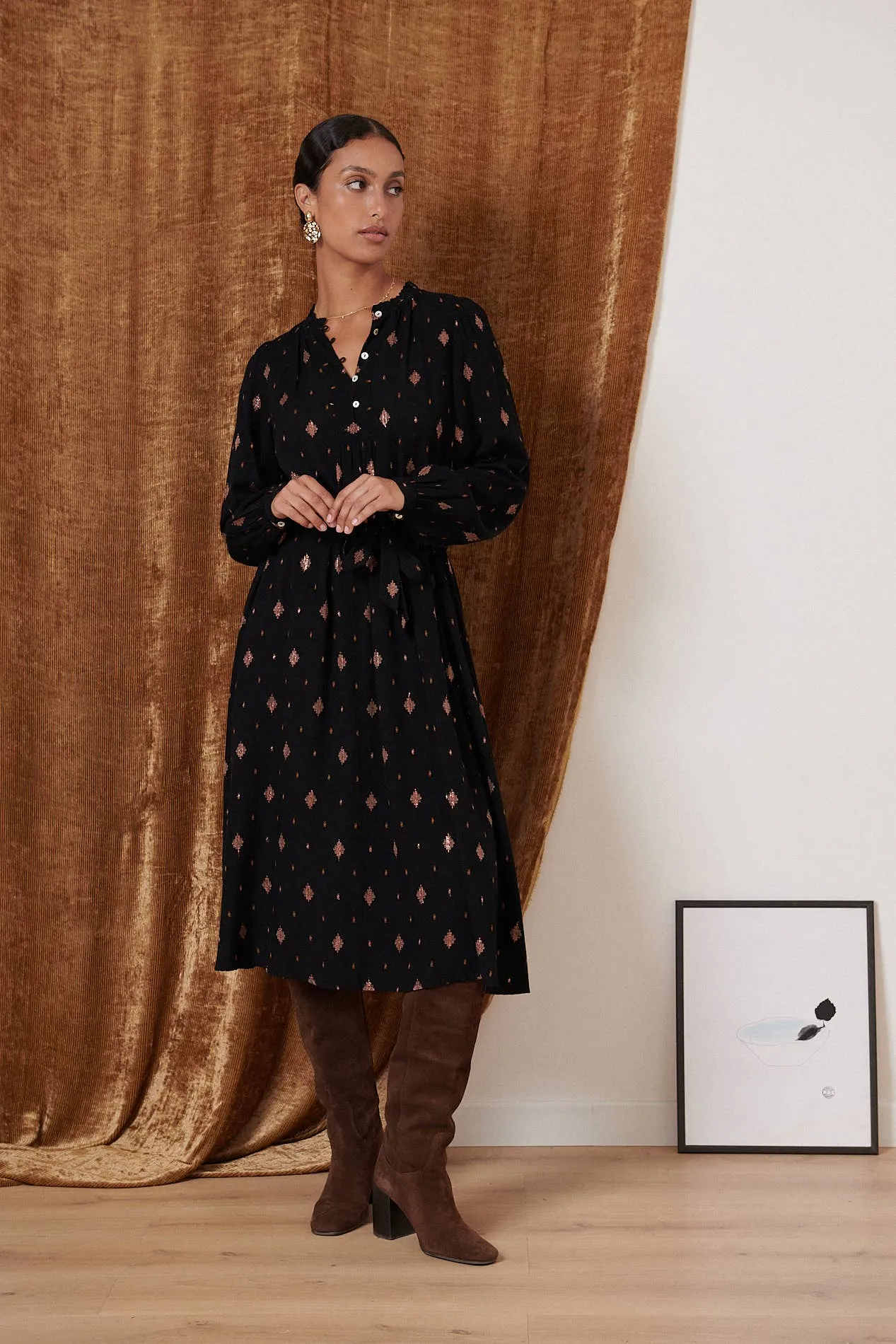 Embroidered Midi Dress