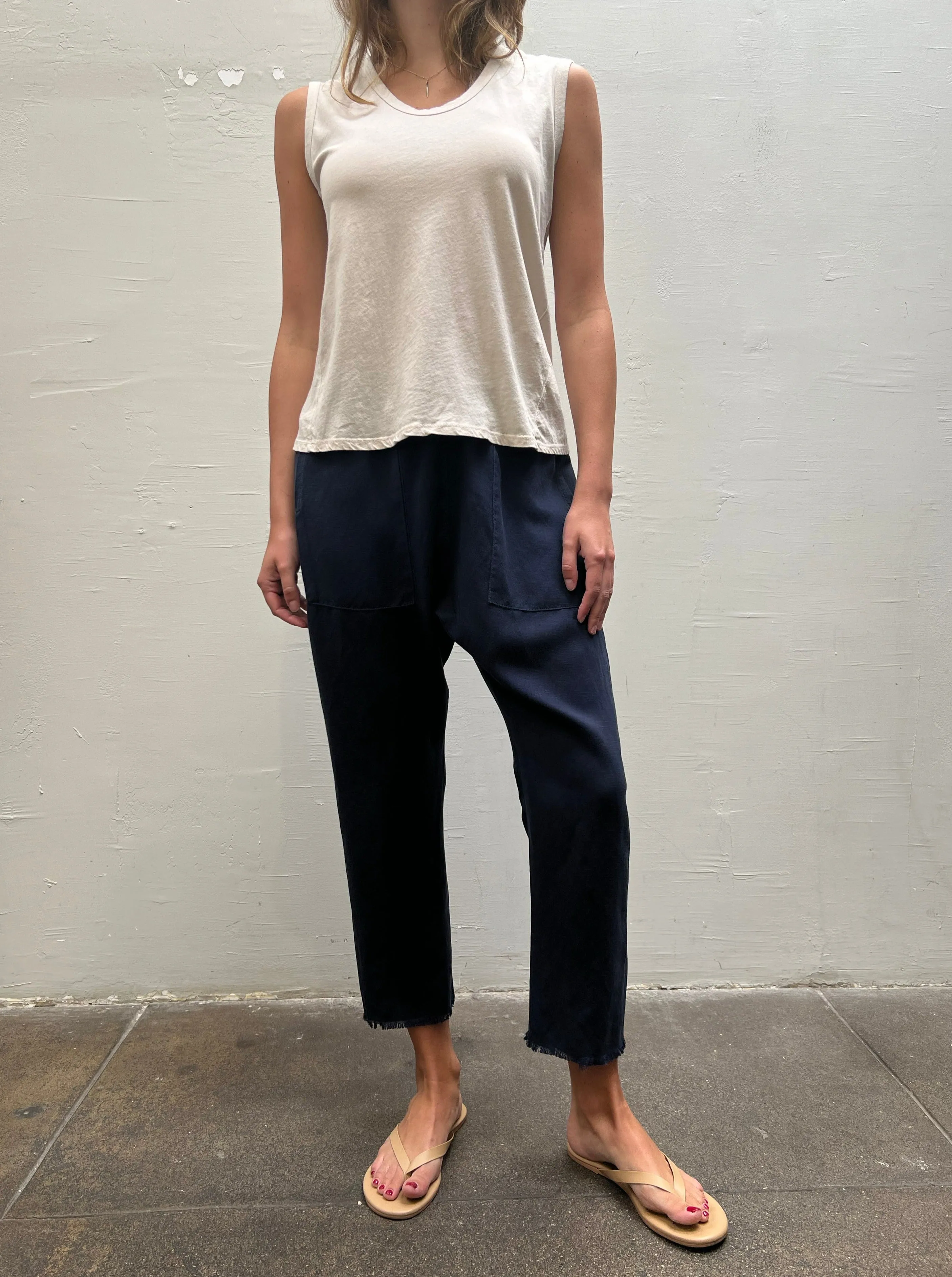 Erika Drop Pant in Linen - Night