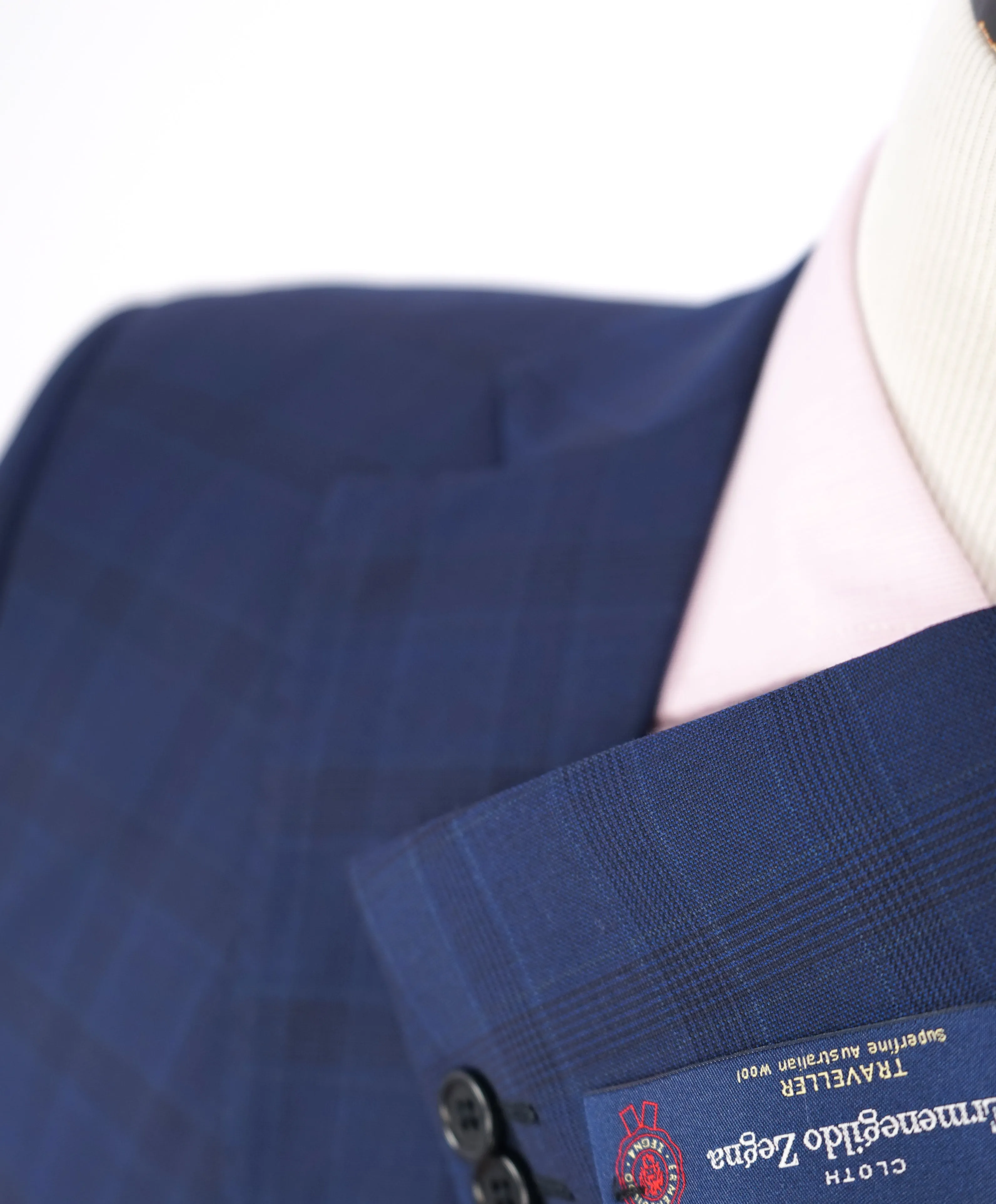ERMENEGILDO ZEGNA - By SAKS FIFTH AVENUE "Slim" Blue Plaid Check Suit - 42R