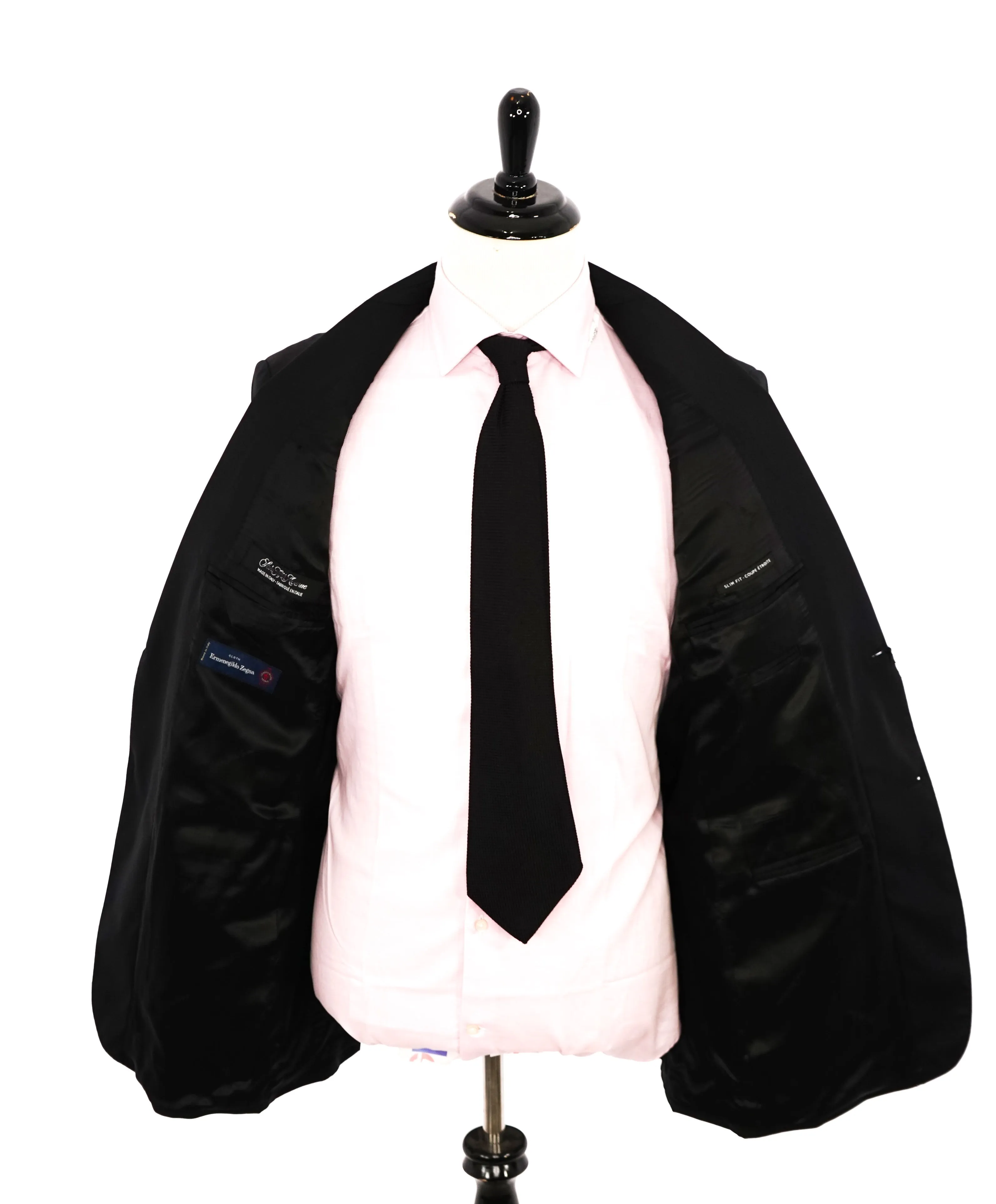 ERMENEGILDO ZEGNA - By SAKS FIFTH AVENUE SILK BLEND "SLIM" Black Suit - 42S
