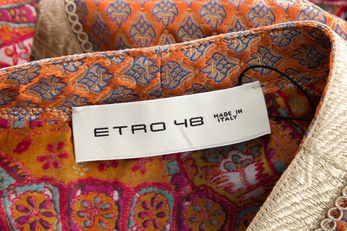 Etro Multicolor Paisley Printed Long Sleeve Mini Wrap Dress SZ 48
