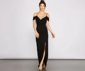 Eva Off-The-Shoulder Stylish Wrap-Front Formal Dress