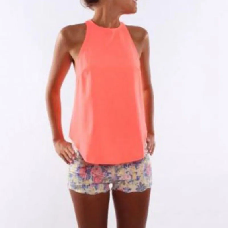 Fashion Women Charming S-3XL 4 Color Pick Solid Sleeveless Casual Tank Tops Vest Blouses