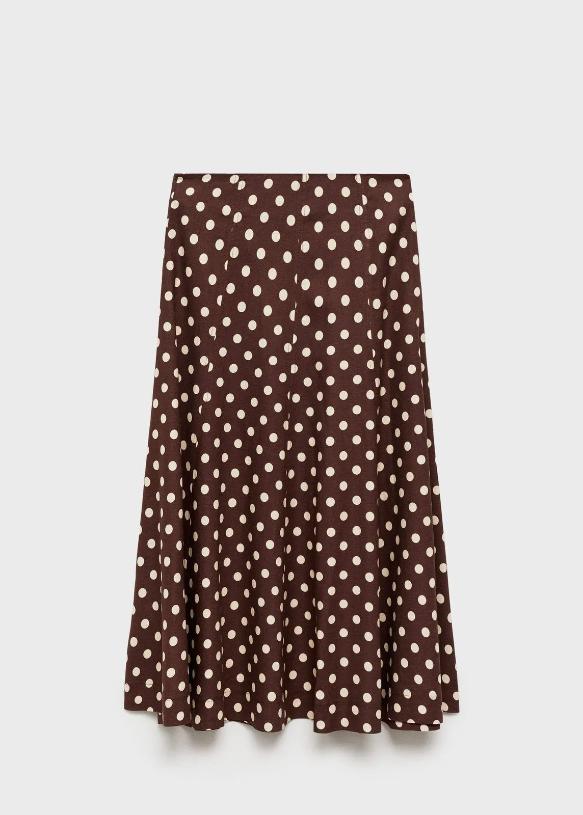 Flared linen skirt with polka dots - Dark Brown