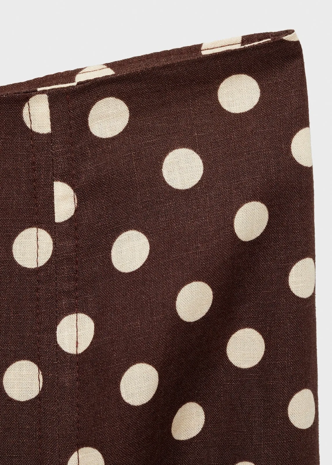 Flared linen skirt with polka dots - Dark Brown