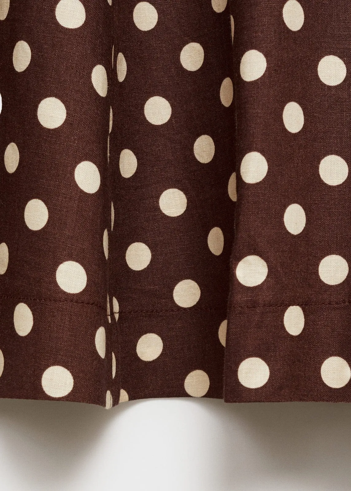 Flared linen skirt with polka dots - Dark Brown