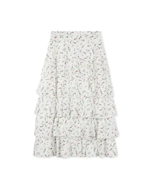Floral Printed Layered Midi Skirt