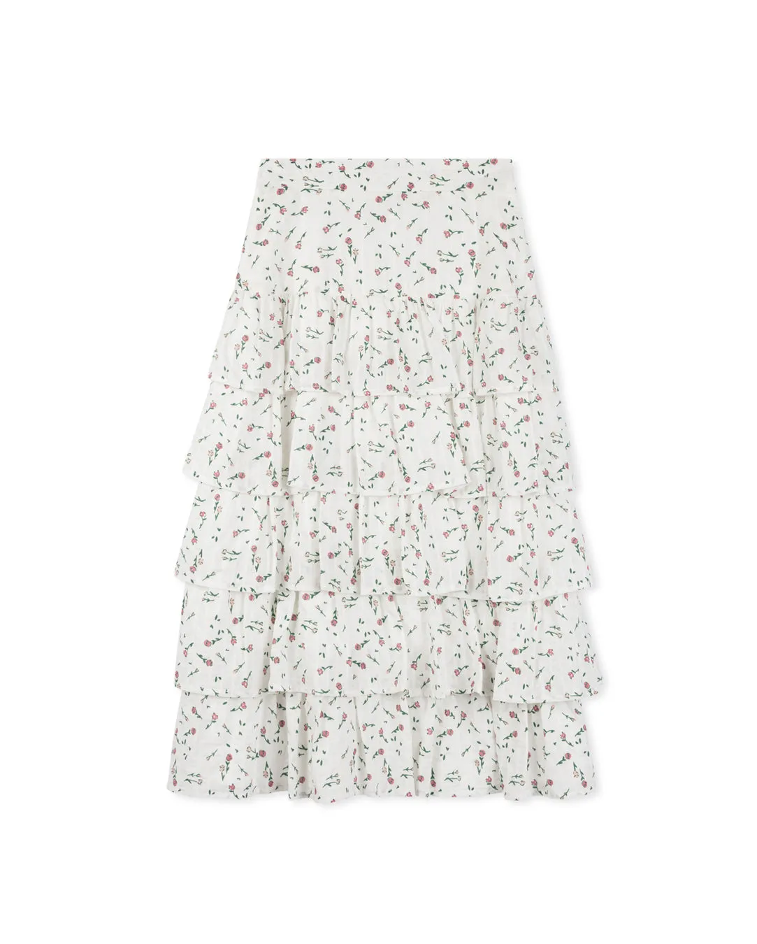 Floral Printed Layered Midi Skirt