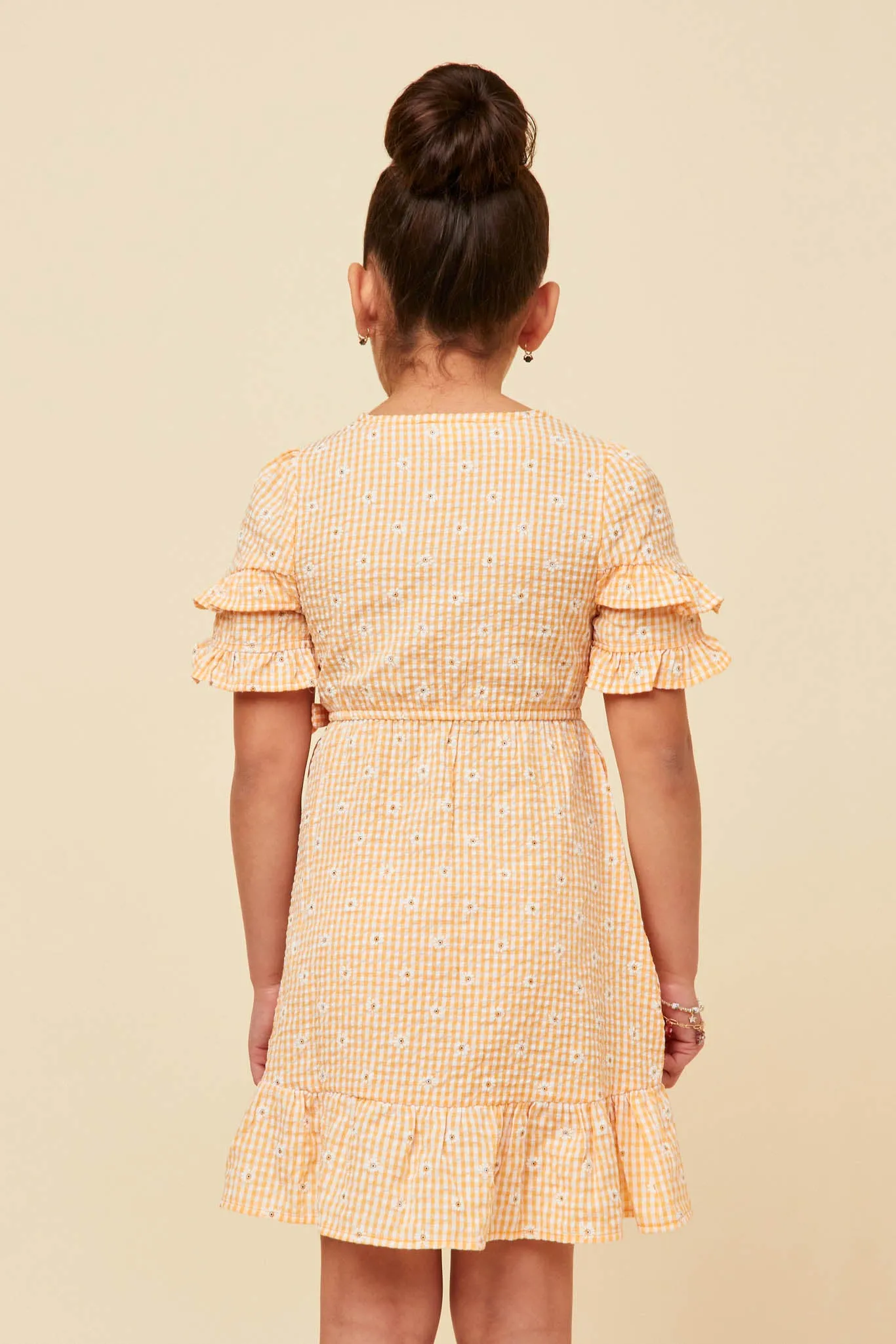 Floral Seersucker Ruffle V Neck Wrap Dress