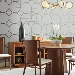 Fog & Silver Sun Circles Wallpaper (60 SqFt)