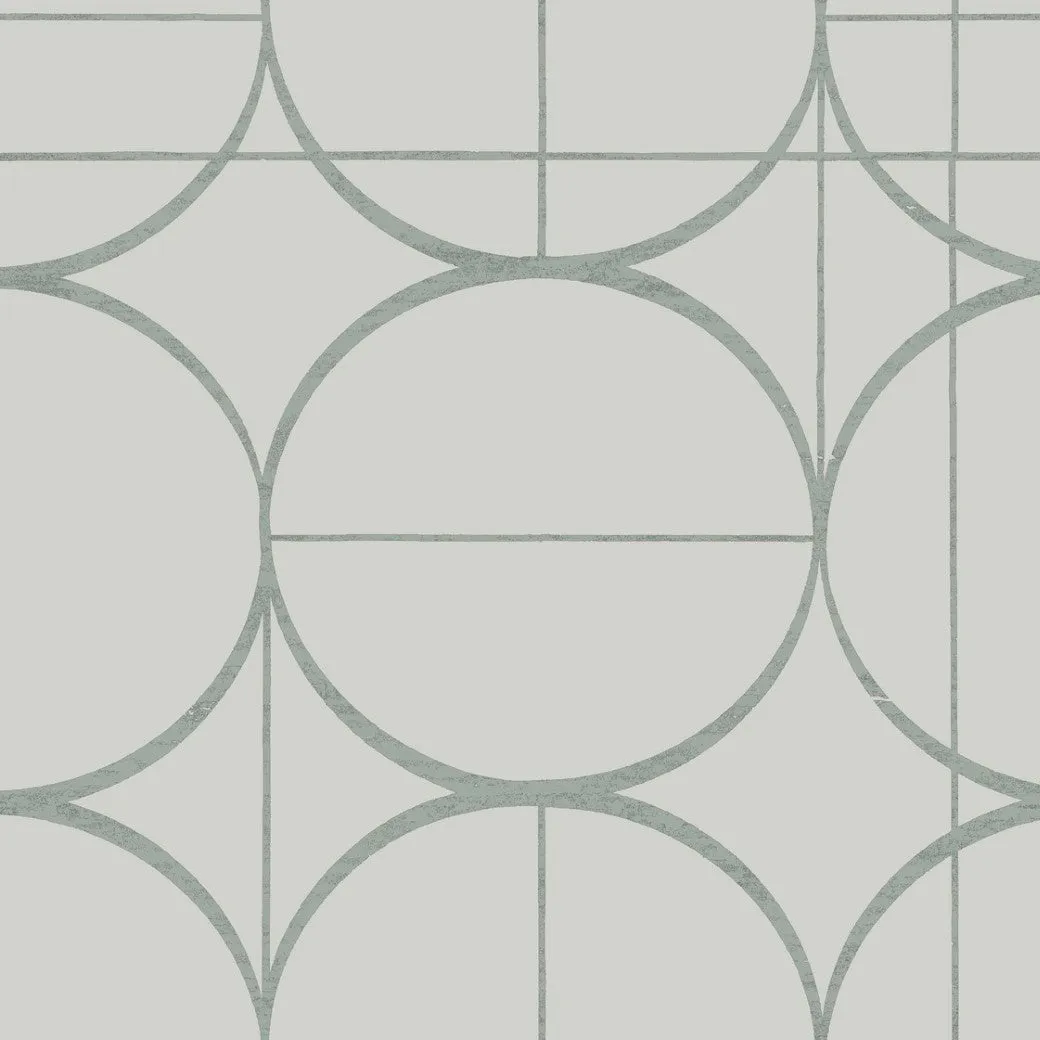 Fog & Silver Sun Circles Wallpaper (60 SqFt)
