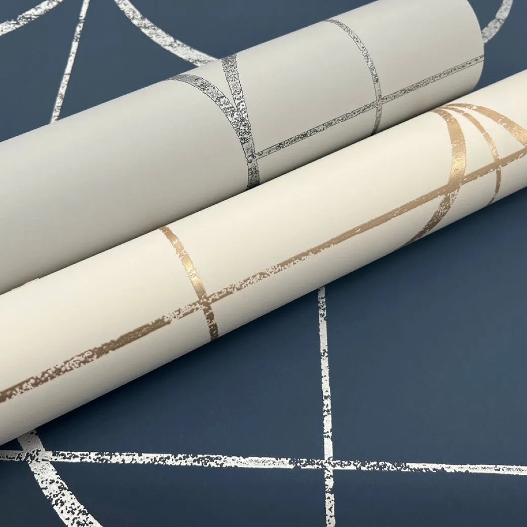 Fog & Silver Sun Circles Wallpaper (60 SqFt)
