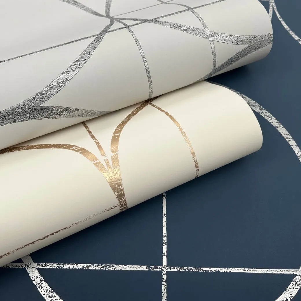 Fog & Silver Sun Circles Wallpaper (60 SqFt)