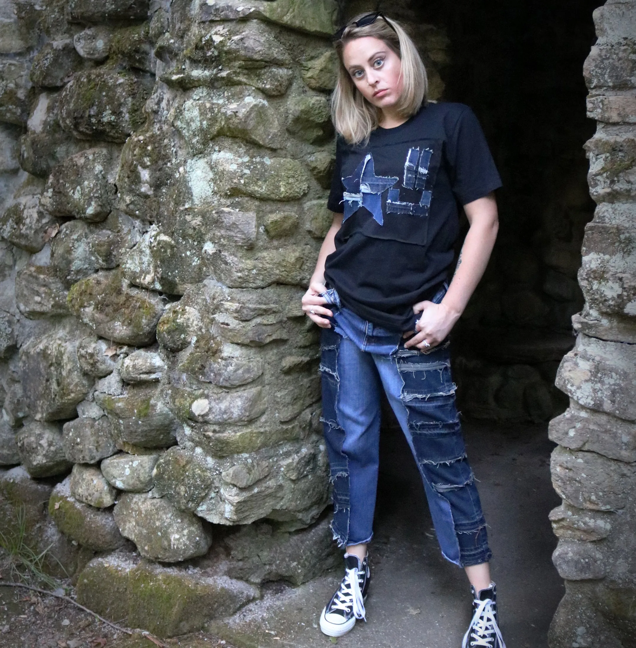 For Mayor in Splitsville - Genderless Upcycled Cropped Jeans