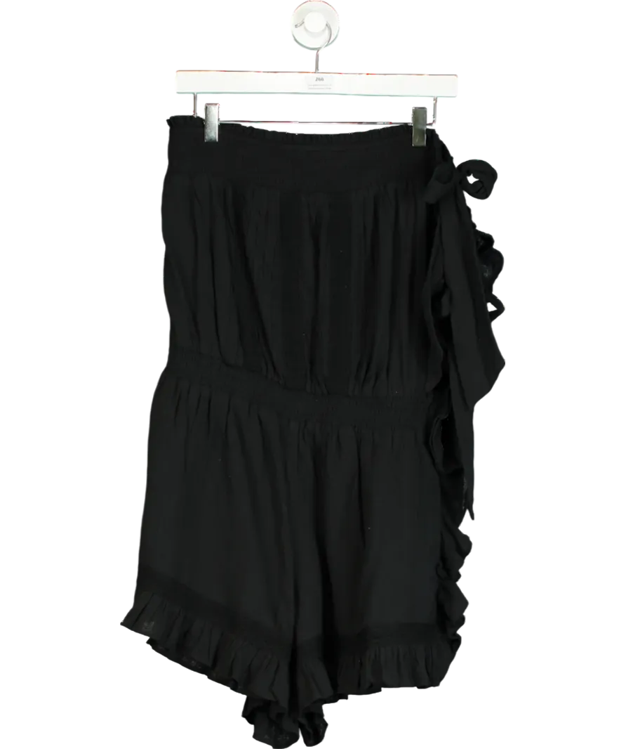 Free People Black Ruched Knot Side Midi Skirt UK L