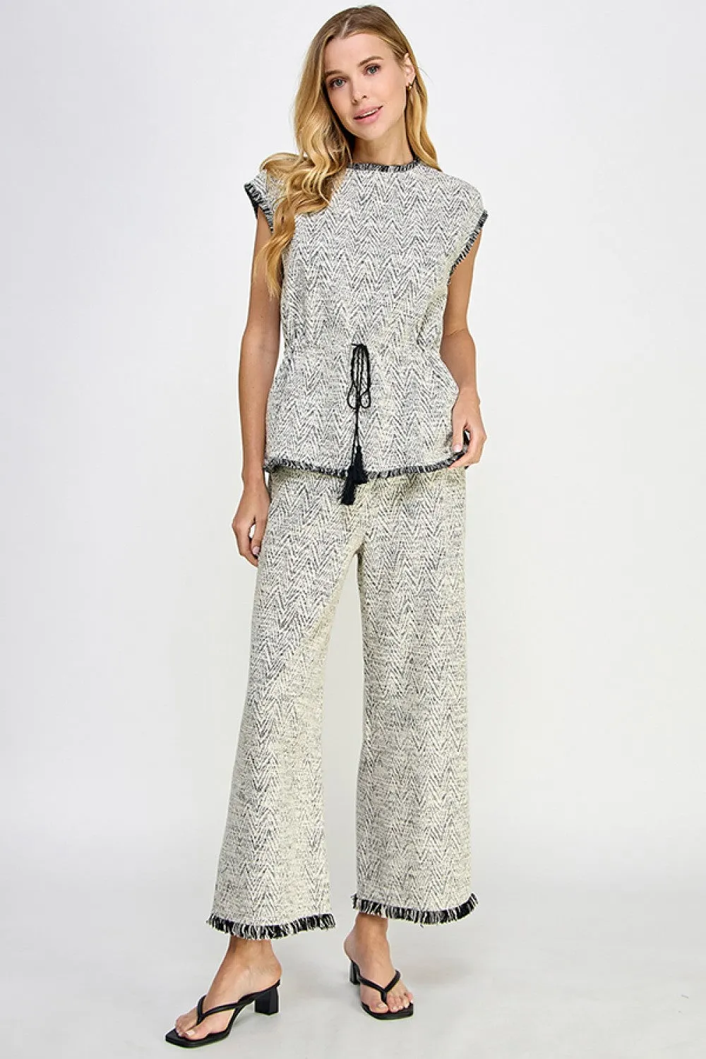 Fringe Detail Cropped Pants