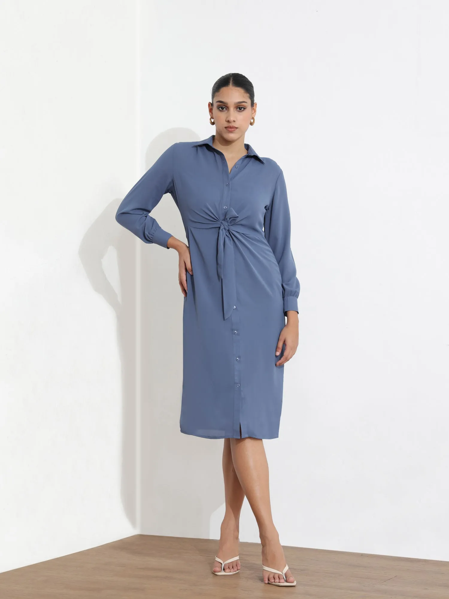 Front Tieup Shirt Dress