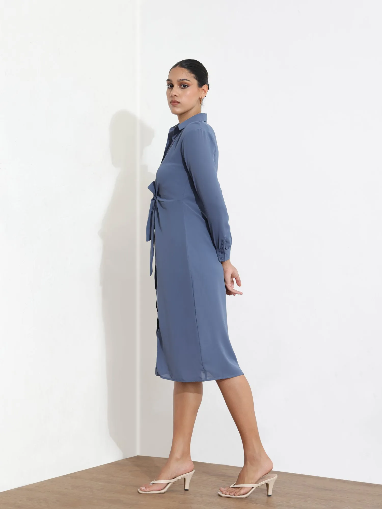 Front Tieup Shirt Dress