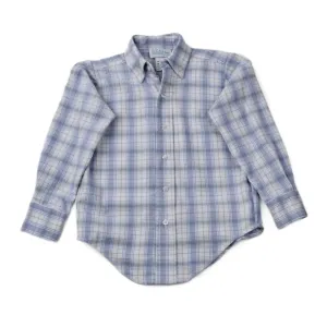 Funtasia Too Boys Button Down Shirt - Blue/Tan Plaid